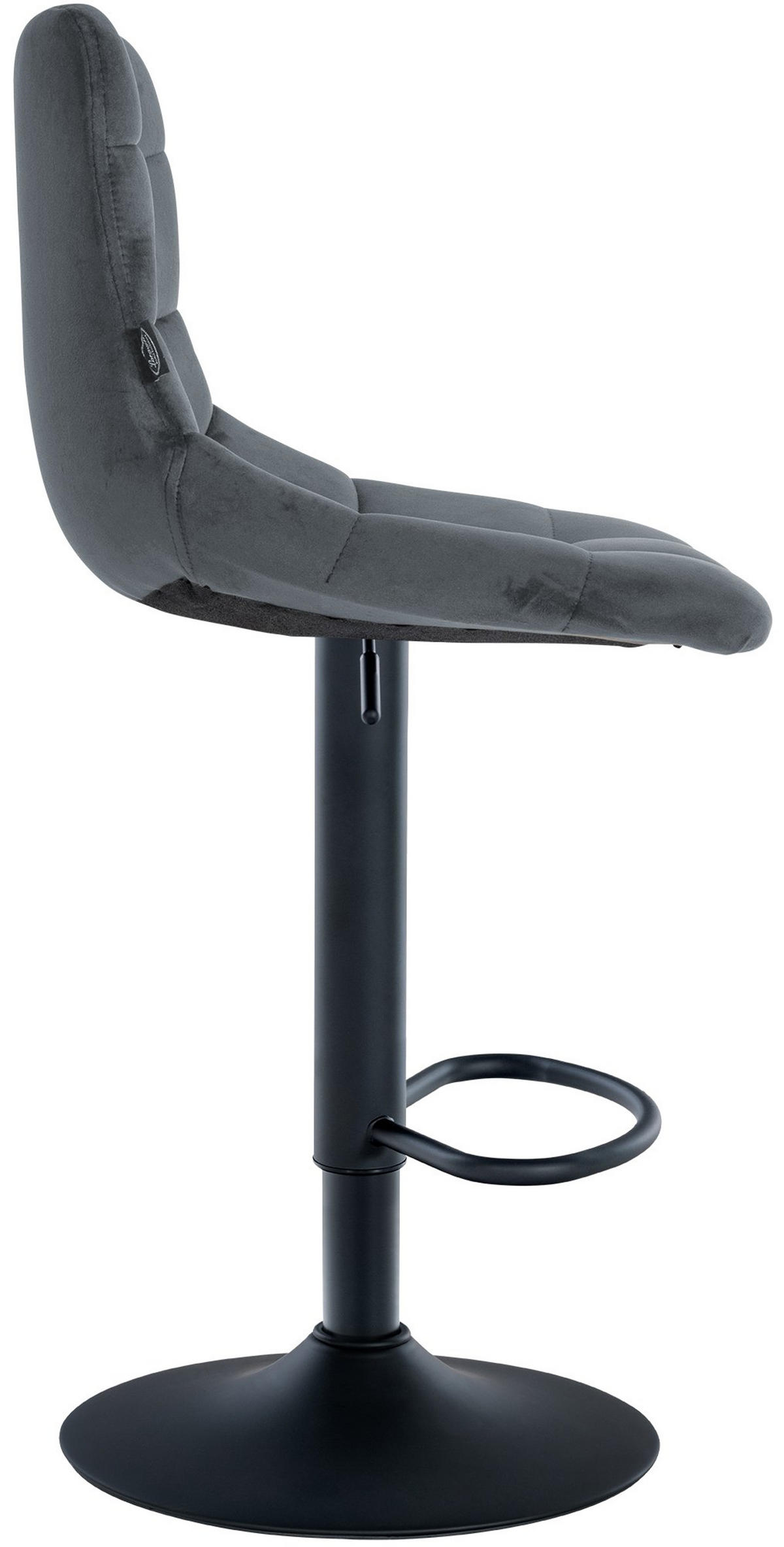 BARHOCKER James Samt schwarz dunkelgrau - Dunkelgrau/Schwarz, Textil/Metall (43/108.5/46.5cm) - TPFLiving