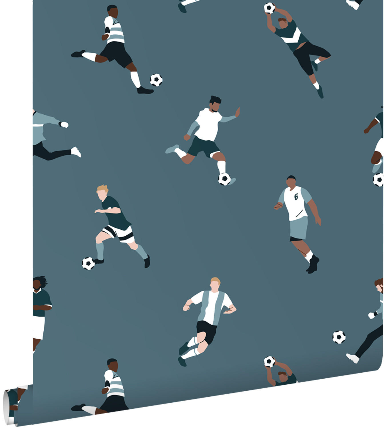 TAPETE Fußballspieler 50 x 900 cm - Blau, Papier (50/0.1cm) - ESTAhome