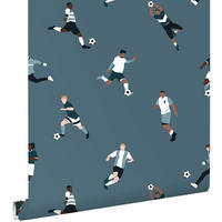 TAPETE Fußballspieler 50 x 900 cm - Blau, Papier (50/0.1cm) - ESTAhome