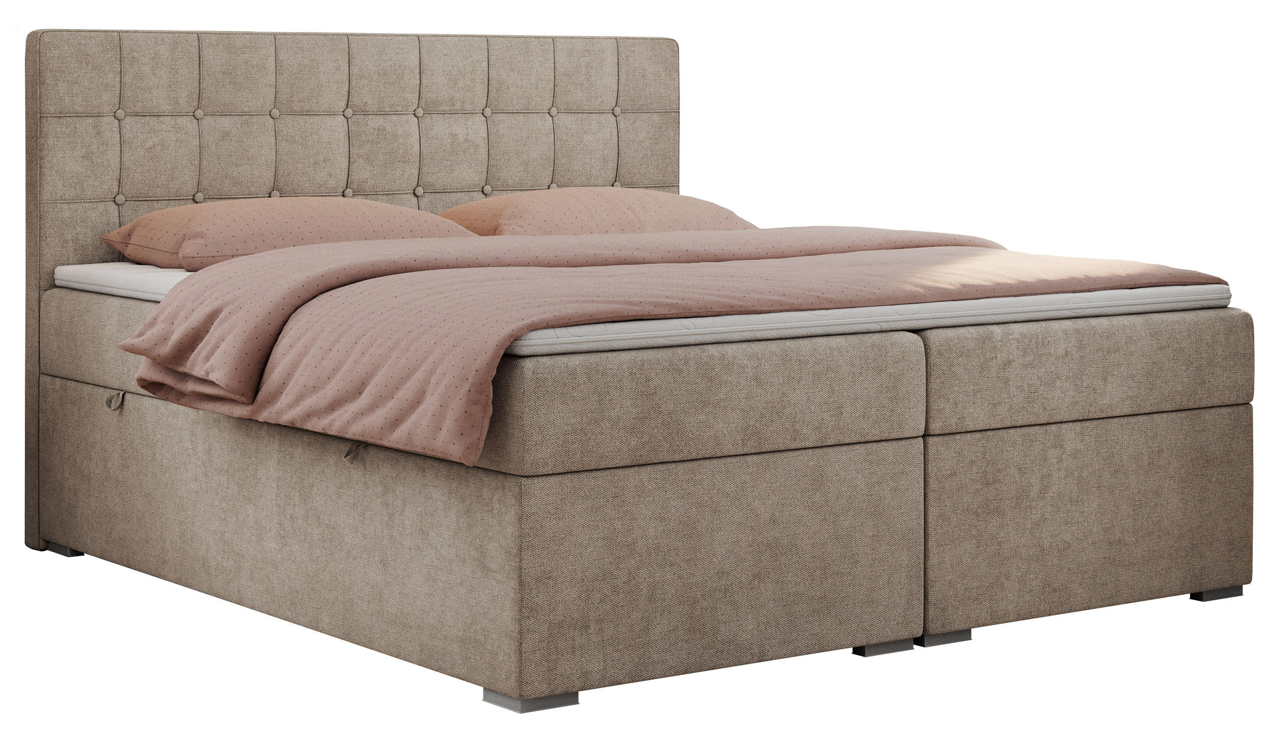 BOXBETT CARMEN 160/200 Beige Struktur - H3 - Beige, Holz/Textil (160/200cm) - MKS