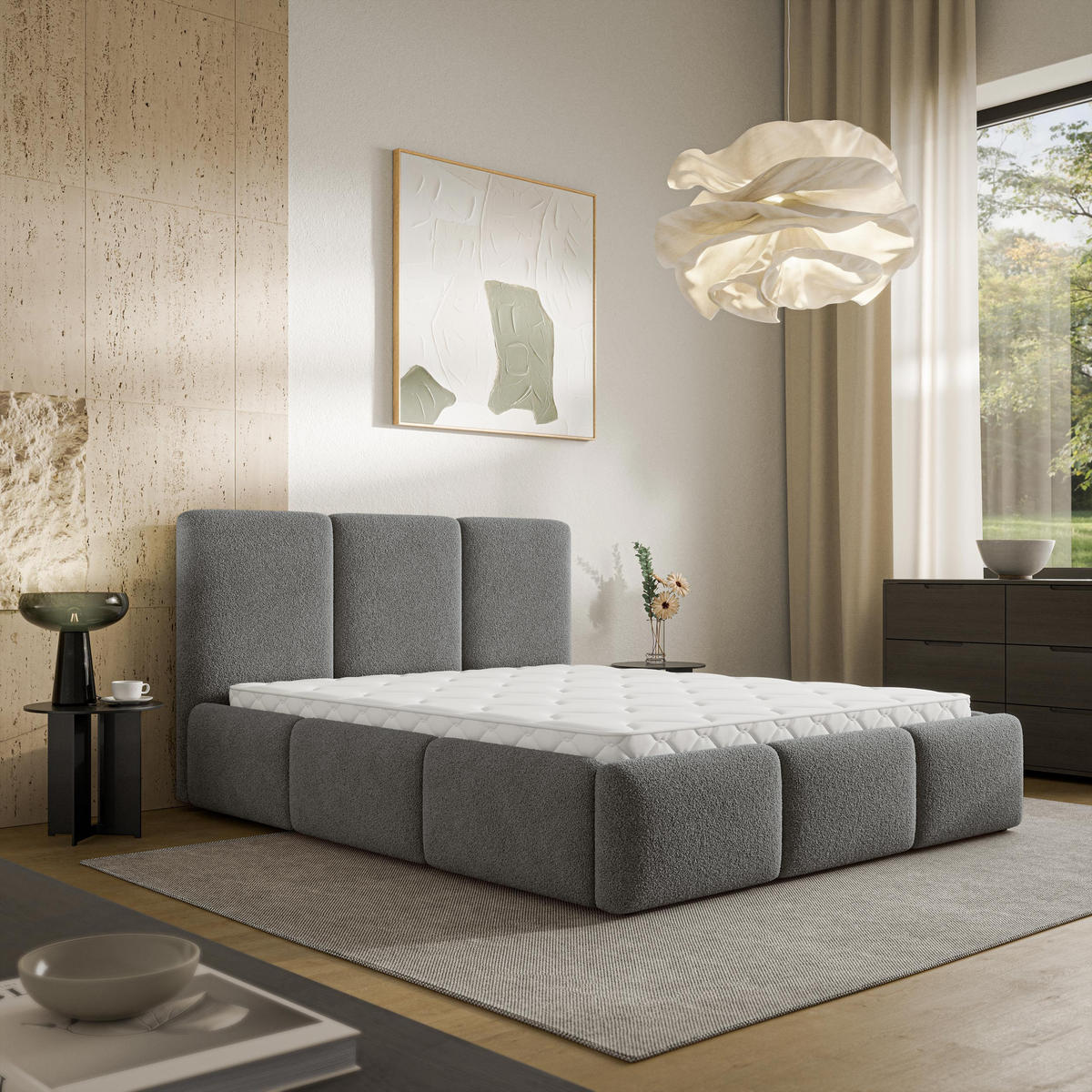 ČALOUNĚNÁ Postel ARSIL 180x200 cm Šedá - šedá, kompozitní dřevo/textil (180/200cm) - MASSENO