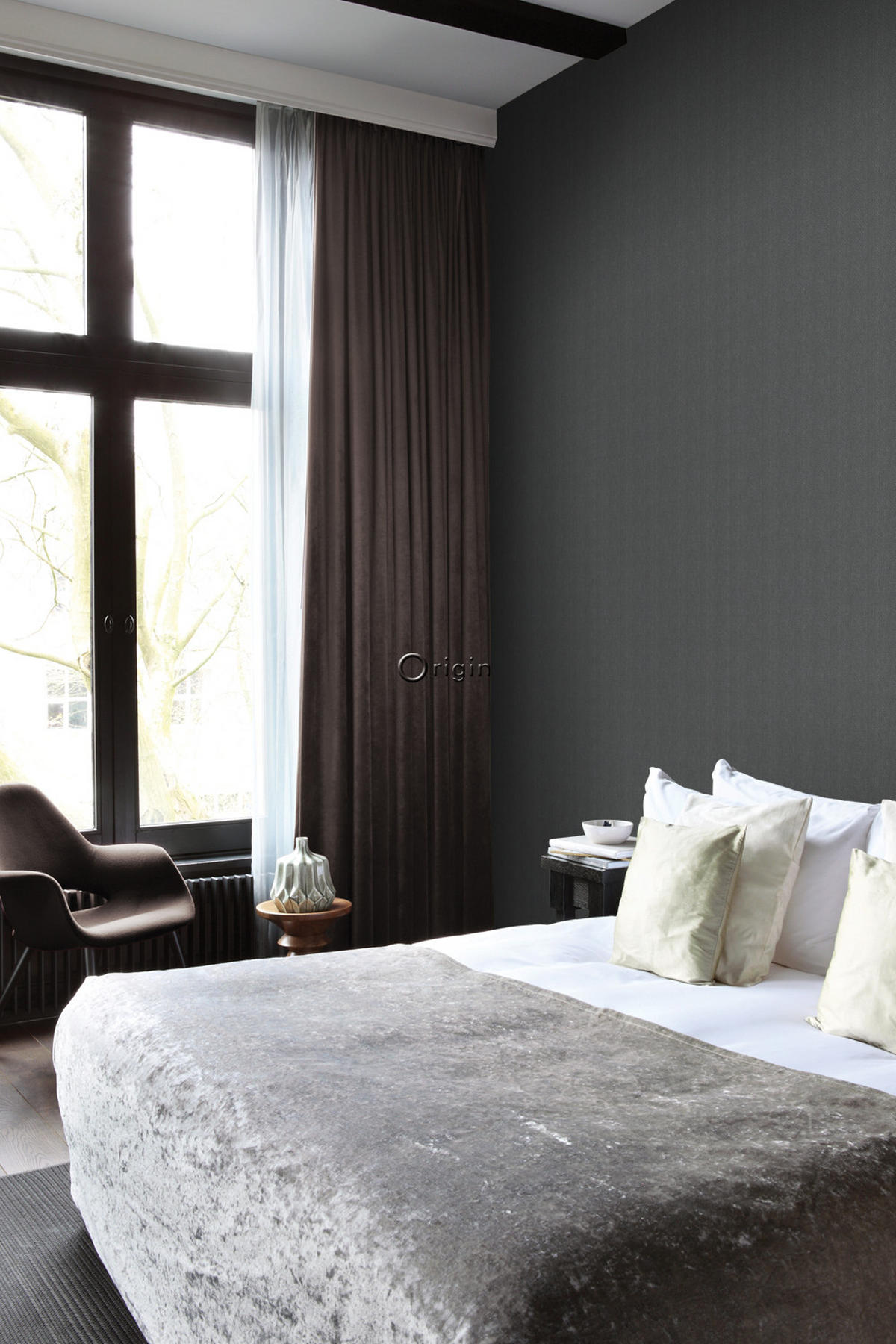 TAPETE Fischgrätmuster 53 cm x 10.05 m - Grau, Papier (53/1000cm) - Origin Wallcoverings