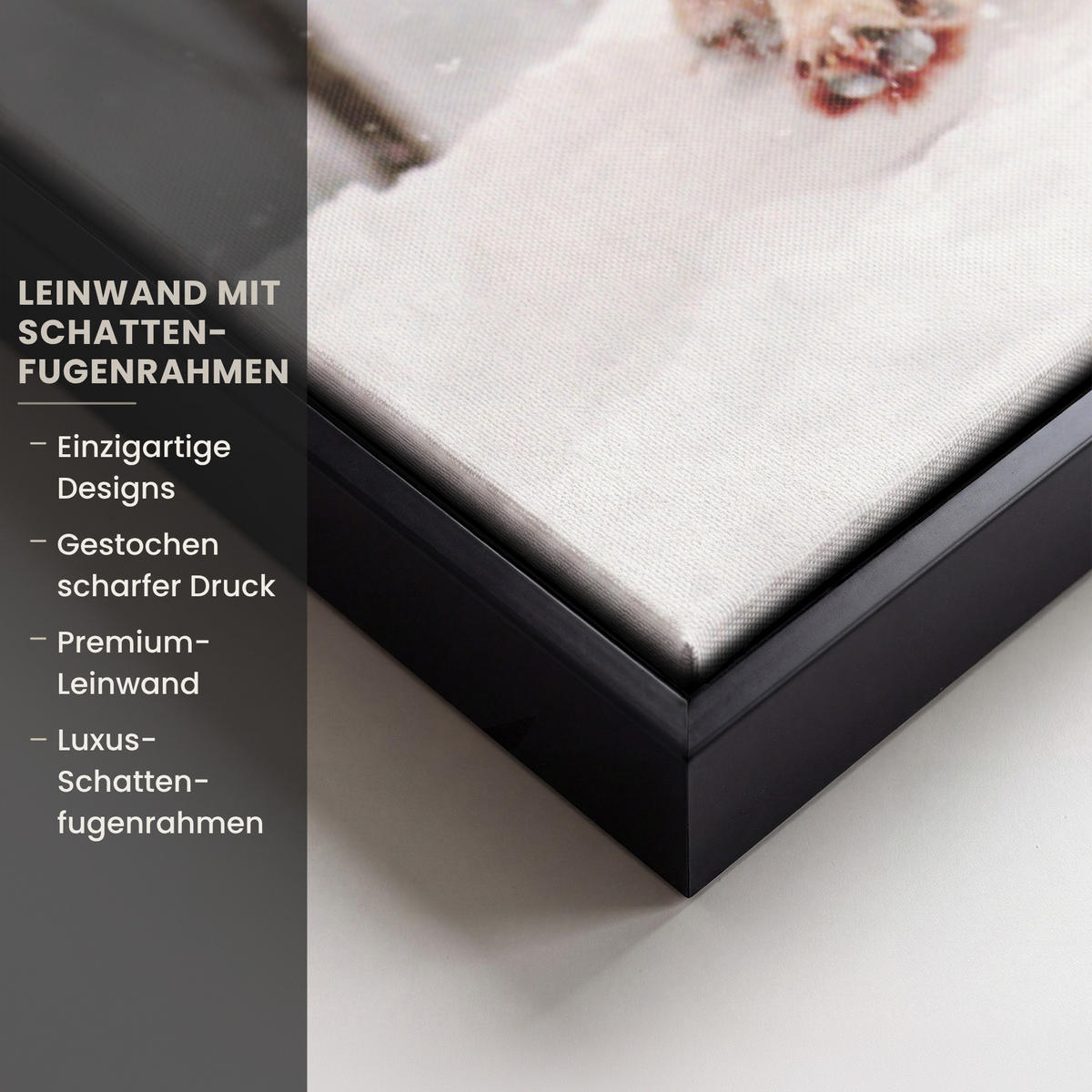 LEINWAND Bilder mit Rahmen - Wolf - Winter - Schnee - Natur - Tiere - 40x60 - Haselnussfarben, Textil (40/60cm) - MuchoWow