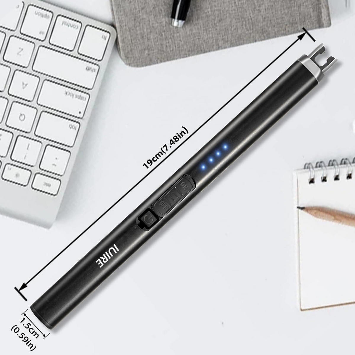 FEUERZEUG Lichtbogen wiederaufladbar USB-C windresistent 2er Set Schwarz - Schwarz, Metall (1.5/1.5/18.9cm)