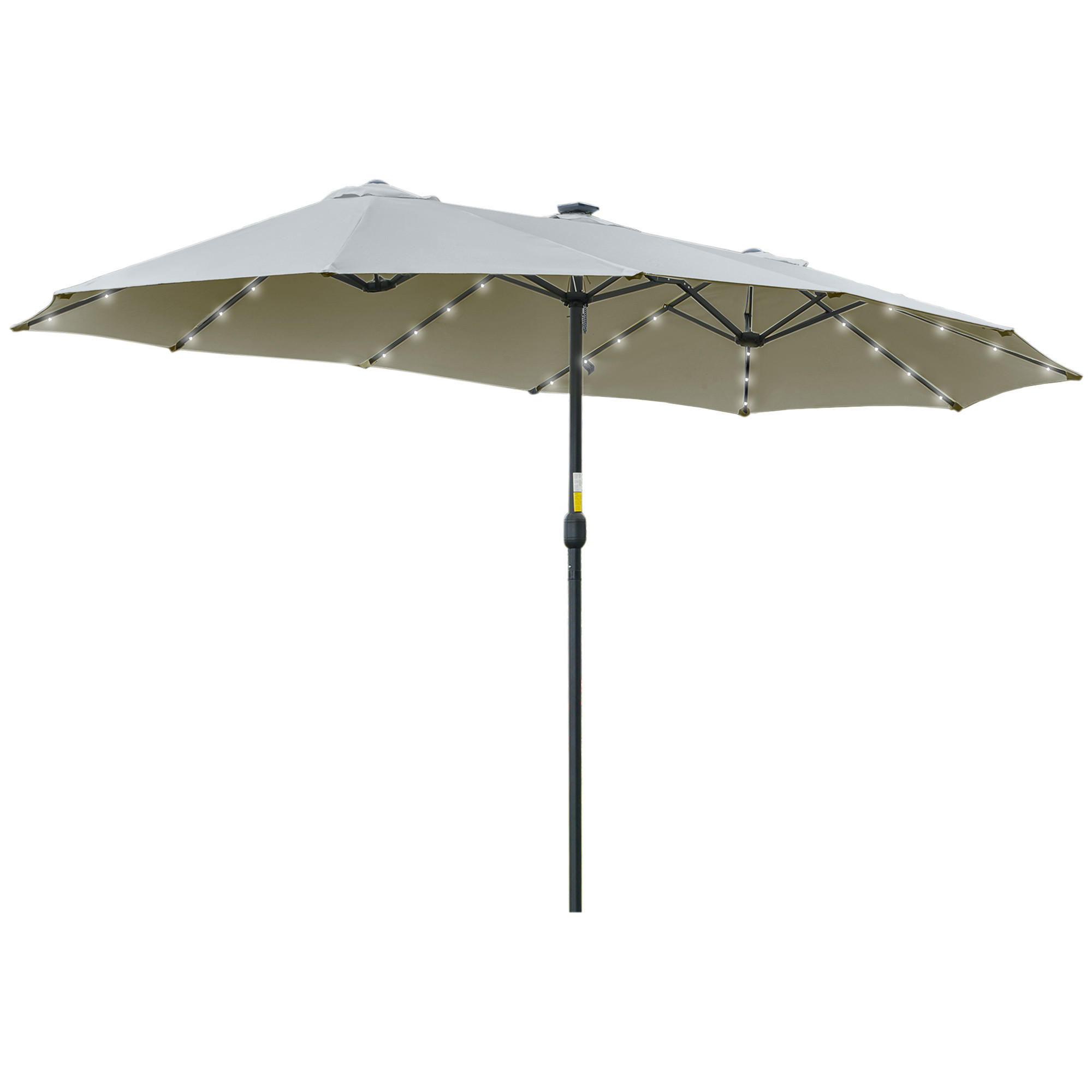 DOPPELSONNENSCHIRM Oval Hellgrau+Schwarz - Schwarz, Kunststoff (265/450cm) - Outsunny