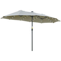 DOPPELSONNENSCHIRM Oval Hellgrau+Schwarz - Schwarz, Kunststoff (265/450cm) - Outsunny