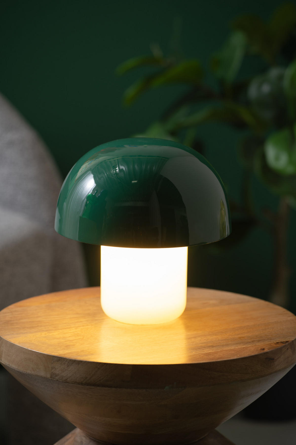 TISCHLAMPE Nuevo Mini Mushroom Grün 20/20/20 cm - Grün, Metall (20/20/20cm) - Leitmotiv