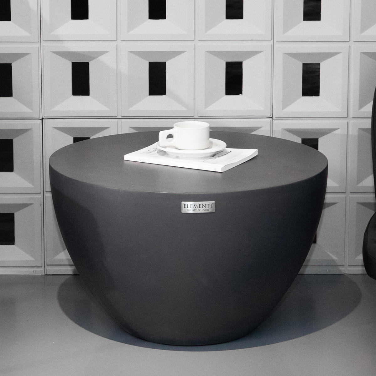 COUCHTISCH CHRONOS Rund Klein aus Beton 66 x 66 x 41.5 cm - Schwarz, Naturmaterialien (66/66/41.5cm) - Elementi