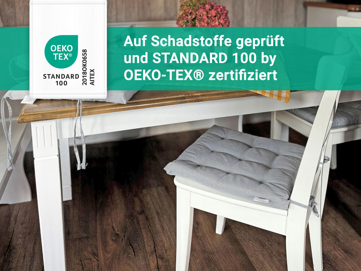 STUHLKISSEN, 4er-Set, 40x40 cm, 100% Polyester, Grau - Hellgrau, Textil (40/40/3cm) - Zollner