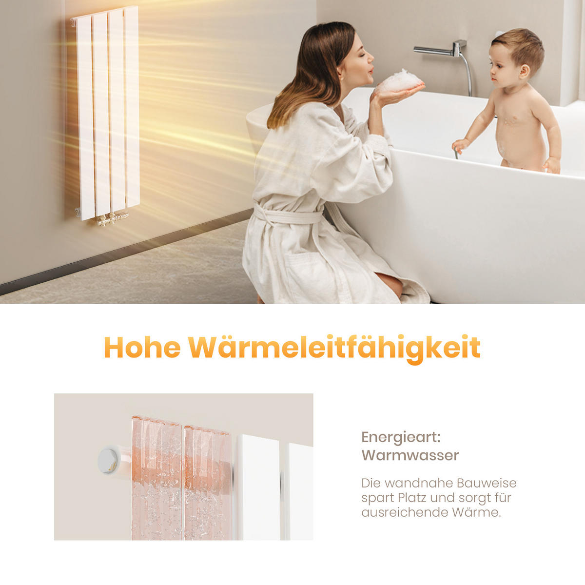 HEIZKÖRPER Flachheizkörper Weiß 60/30/3,9 cm - Weiß, Metall (30/60/3.9cm) - EMKE