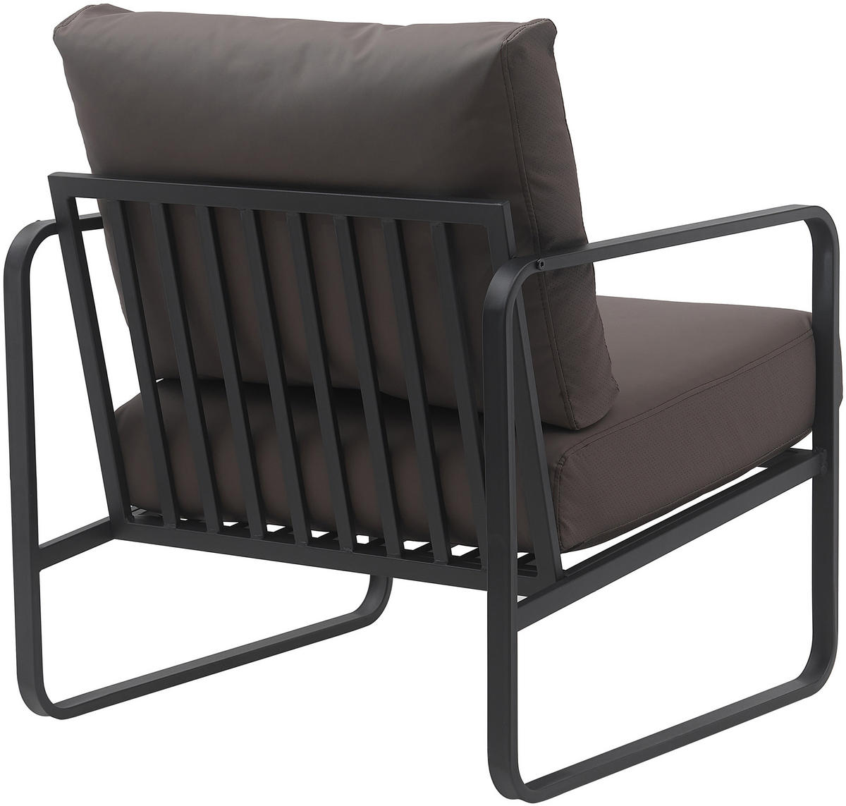 SESSEL Lederlook braun - Schwarz/Braun, Textil/Metall (70/82/74cm) - CLP