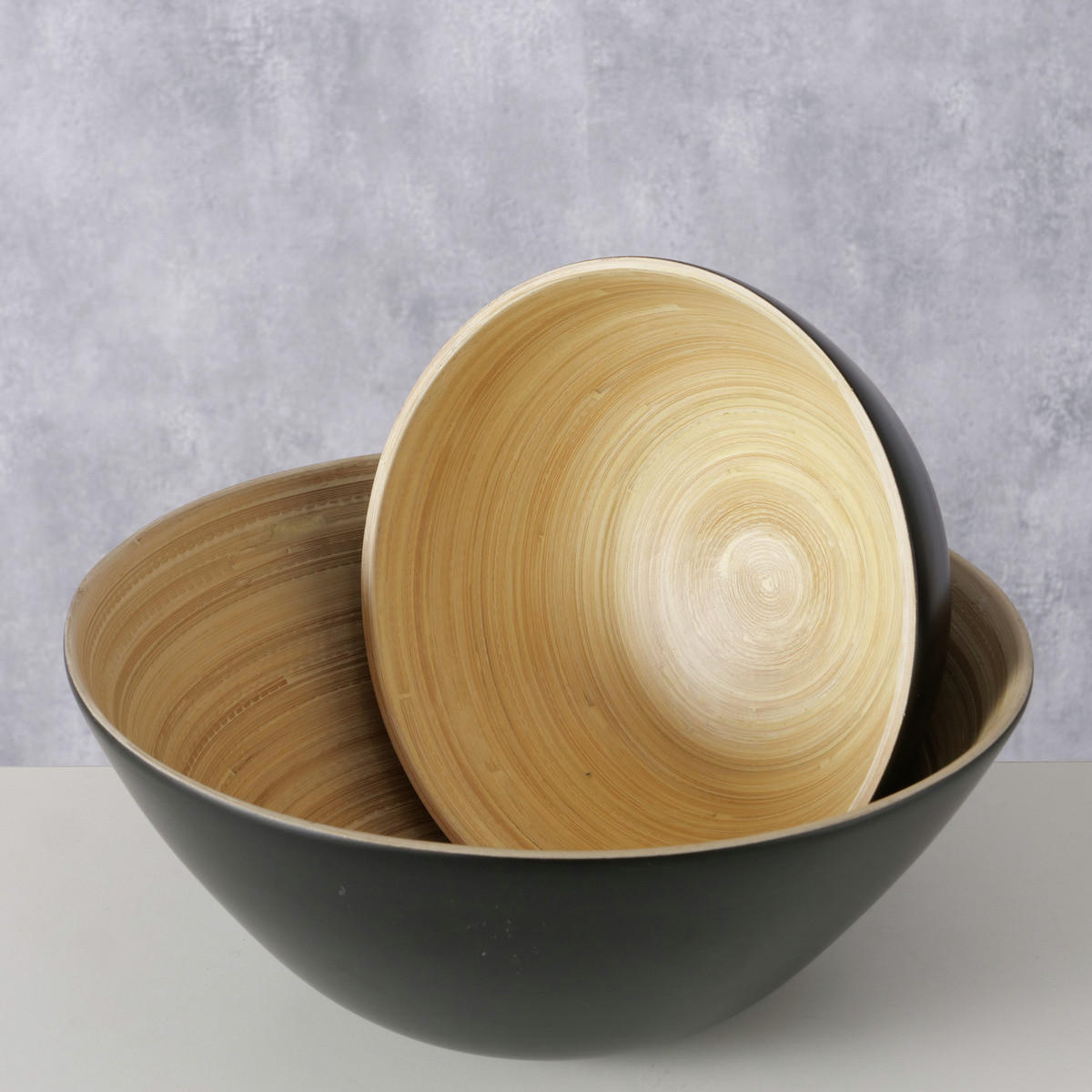 SCHÜSSELN Bambo Ø 7-10 cm 2er-Set - Schwarz, Naturmaterialien (25cm) - Boltze Home