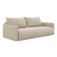 3-SITZER SOFA mit Schlaffunktion Chenille Stoff Beige - Beige/Schwarz, Kunststoff/Textil (216/86/105cm) - LaMiaSofa