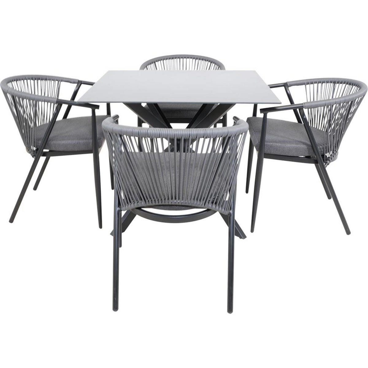 GARTENTISCH Crest - Schwarz - 90/90/73 cm - Schwarz, Glas (90/90/73cm) - Lesli Living