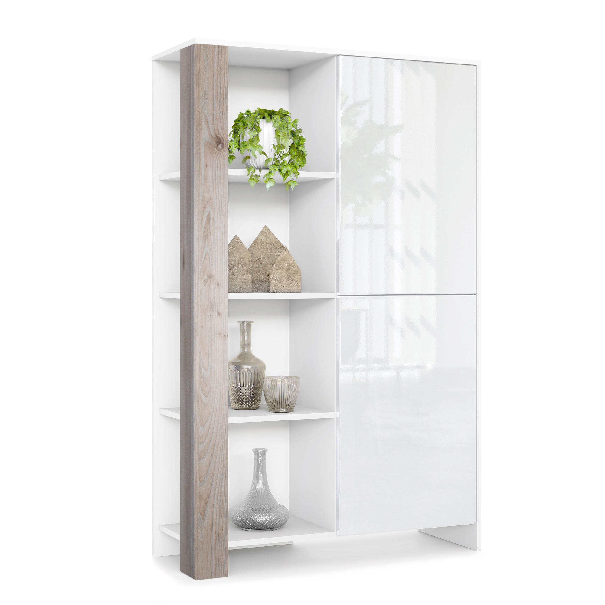 Vladon Highboard Silbereichen 95x151.5x36 cm