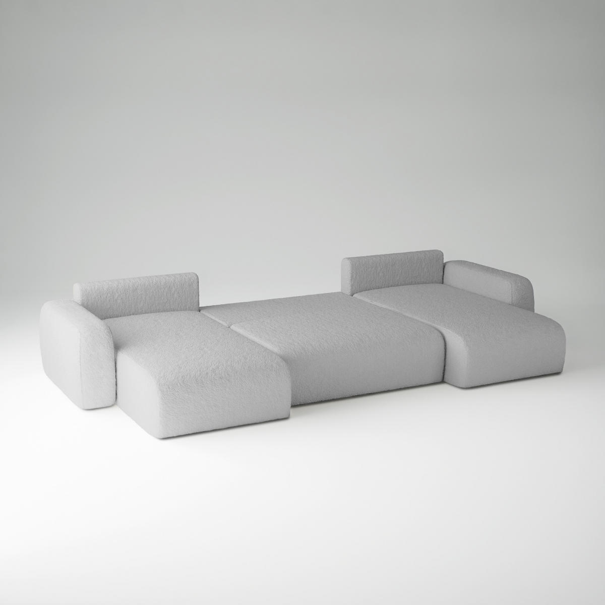 WOHNLANDSCHAFT Eckcouch Hellgrau Varde U - Hellgrau, Textil (185/70/398cm) - Fedve