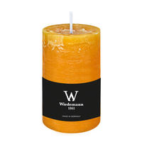 STUMPENKERZE Rustik Marble Style Dotter Gelb 130 x Ø 68 mm, 1 Stück - Gelb, Paraffin (13cm) - Wiedemann Kerzen