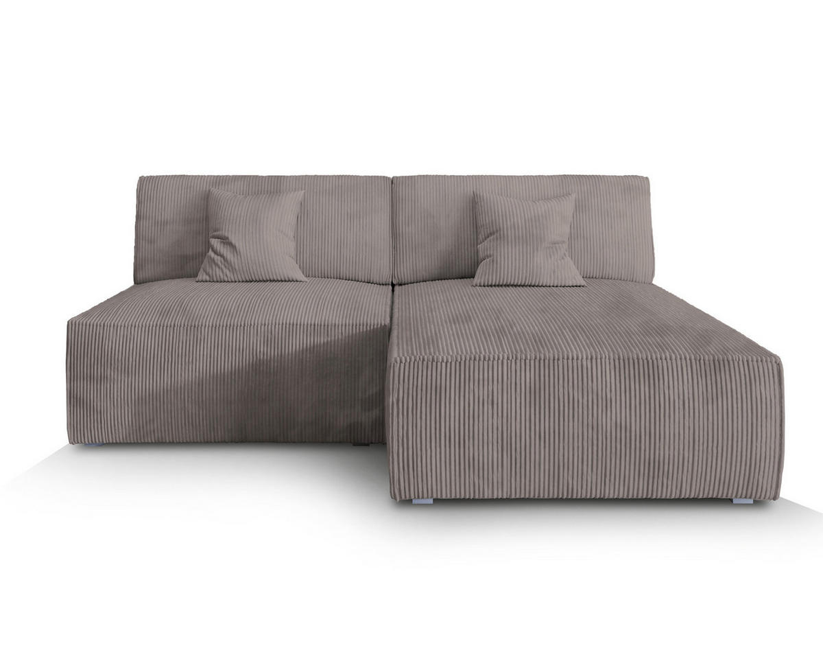 ECKSOFA FIORO P Beige Kordstoff mit Schlaffunktion - Beige, Holz (204/148cm) - MASSENO