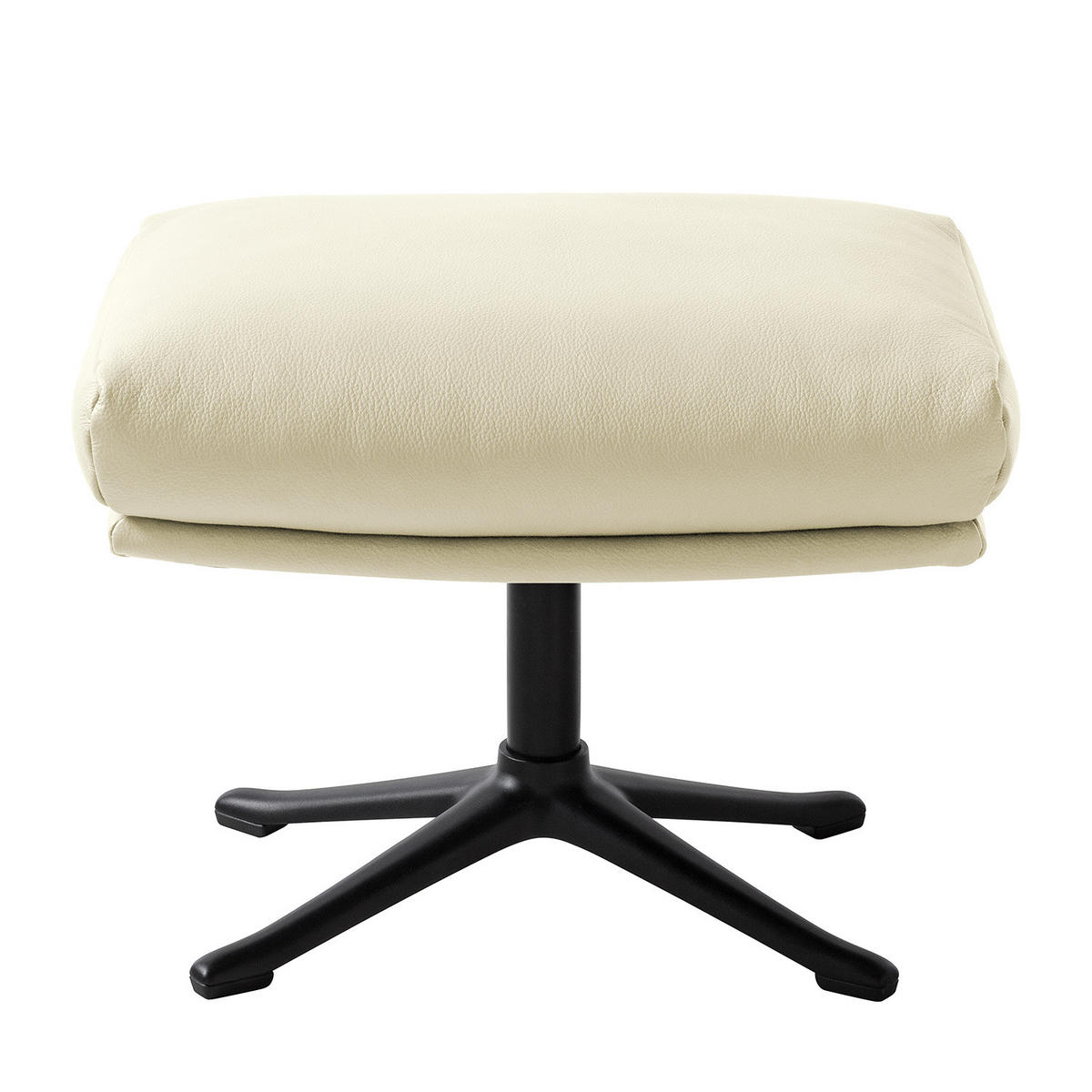 POLSTERHOCKER mit Kreuzfuß - Chromfarben/Weiß, Leder/Metall (51/37/41cm) - home24