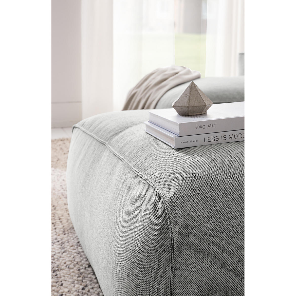 POLSTERHOCKER - Hellgrau/Schwarz, Kunststoff/Textil (81/38/100cm) - home24