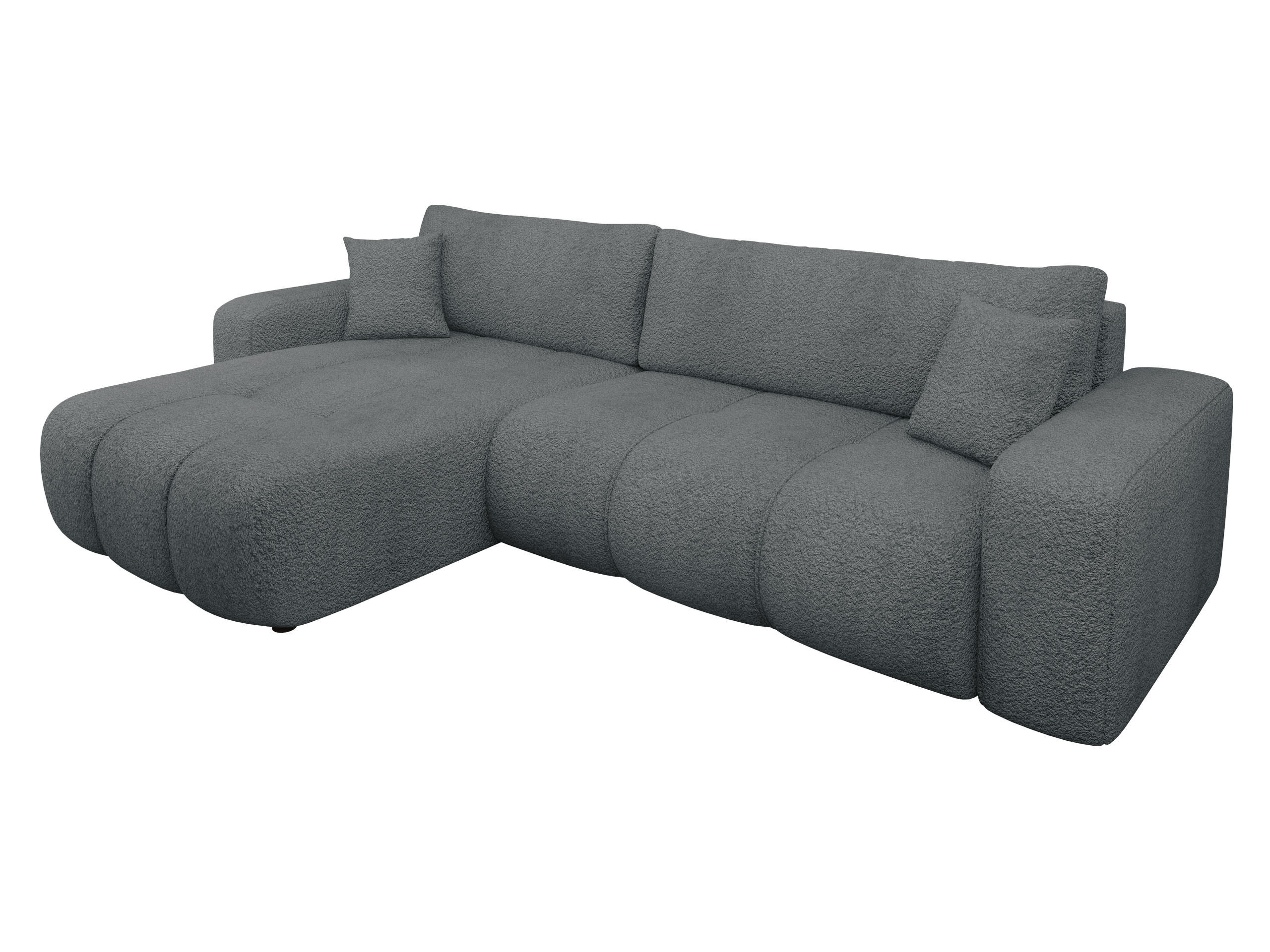 ECKSOFA Furyn Maxi Boucle - Dunkelgrau/Schwarz, Holzwerkstoff/Kunststoff (274/145cm) - MIRJAN24