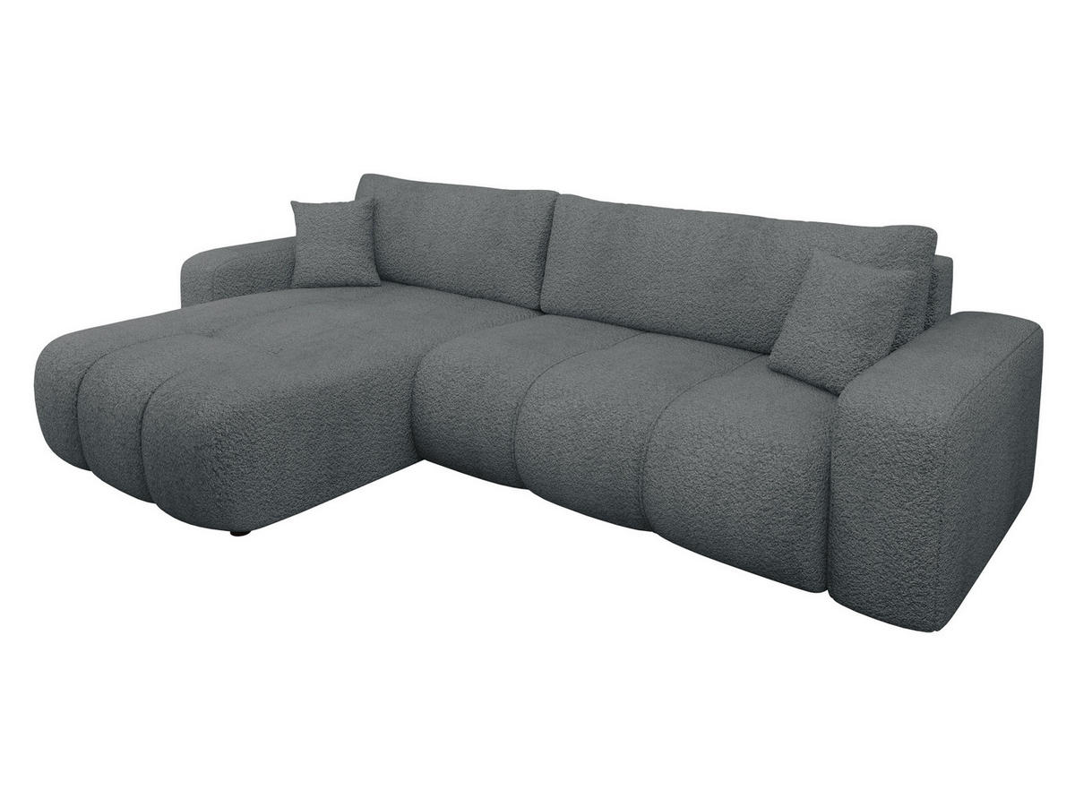 ECKSOFA Furyn Maxi Boucle - Dunkelgrau/Schwarz, Holzwerkstoff/Kunststoff (274/145cm) - MIRJAN24