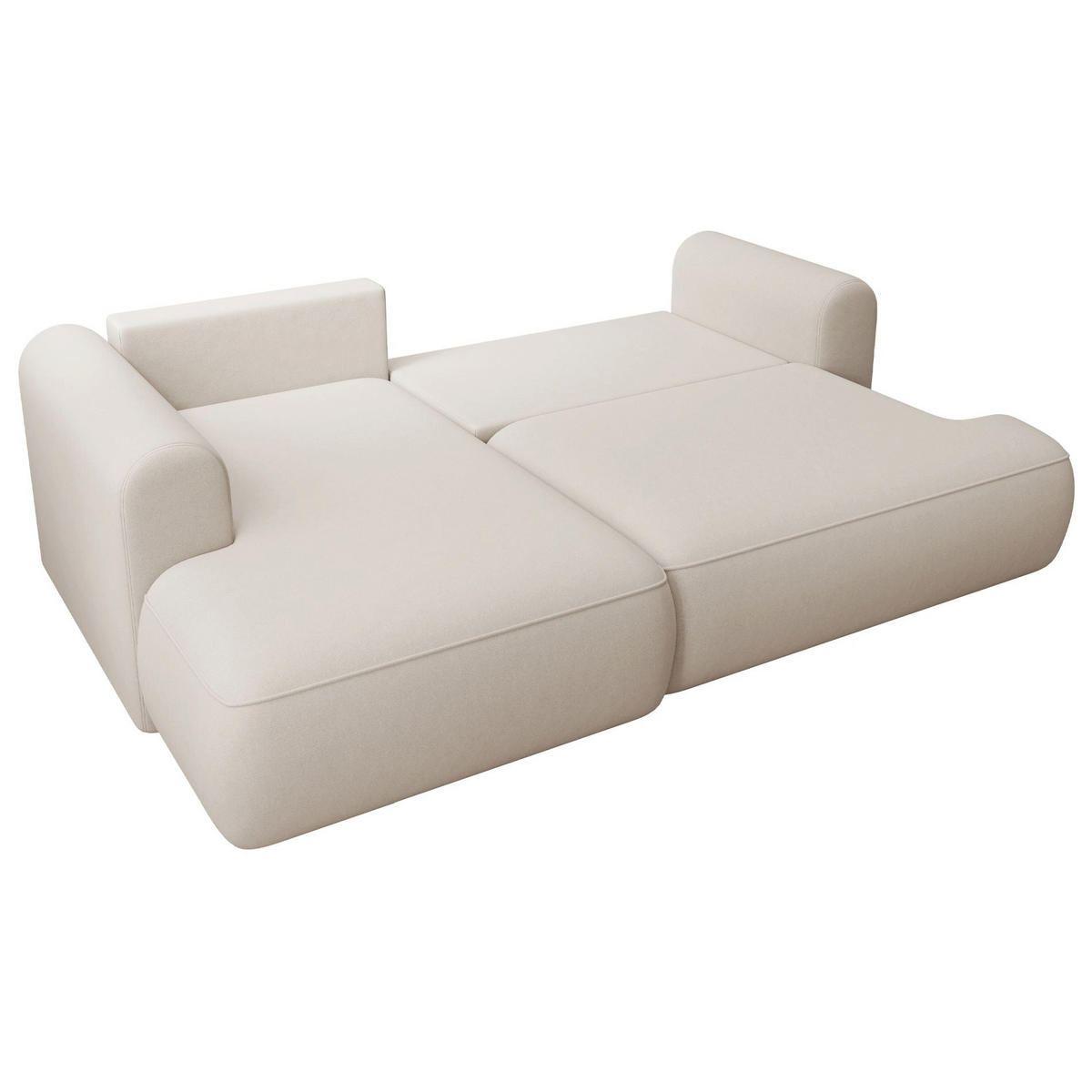 ECKSCHLAFSOFA Ovo Mini Creme Easy-Clean-Samtbezug - Creme/Schwarz, Kunststoff/Textil (238/156cm) - Selsey