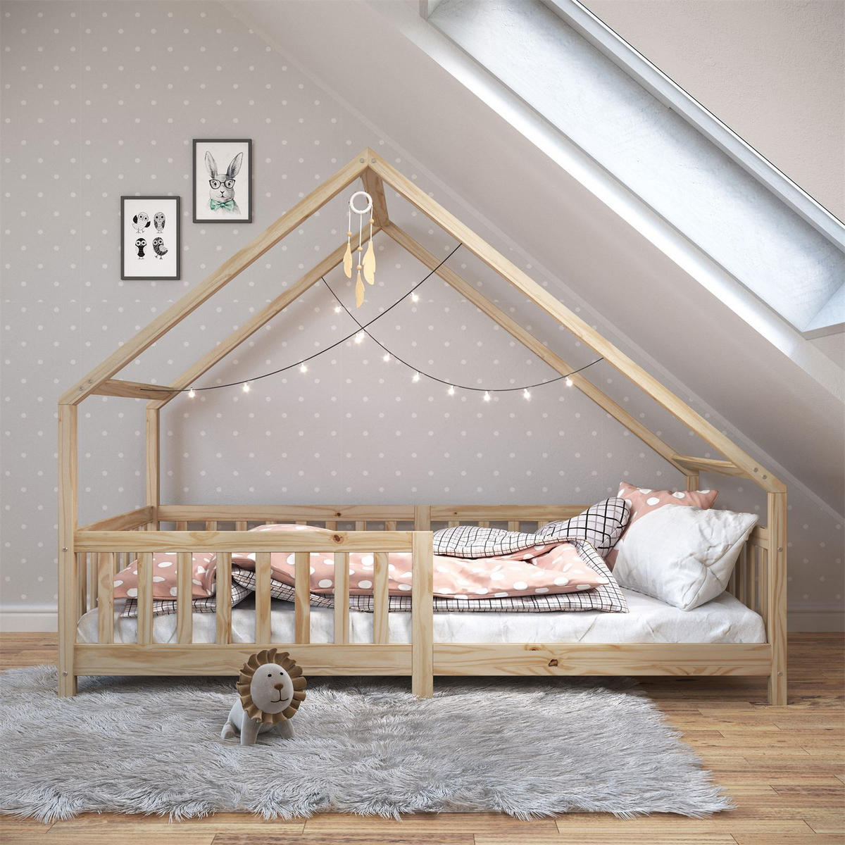 HAUSBETT CORA 90X200 CM - Naturfarben, Holz (96/158/206cm) - IDIMEX