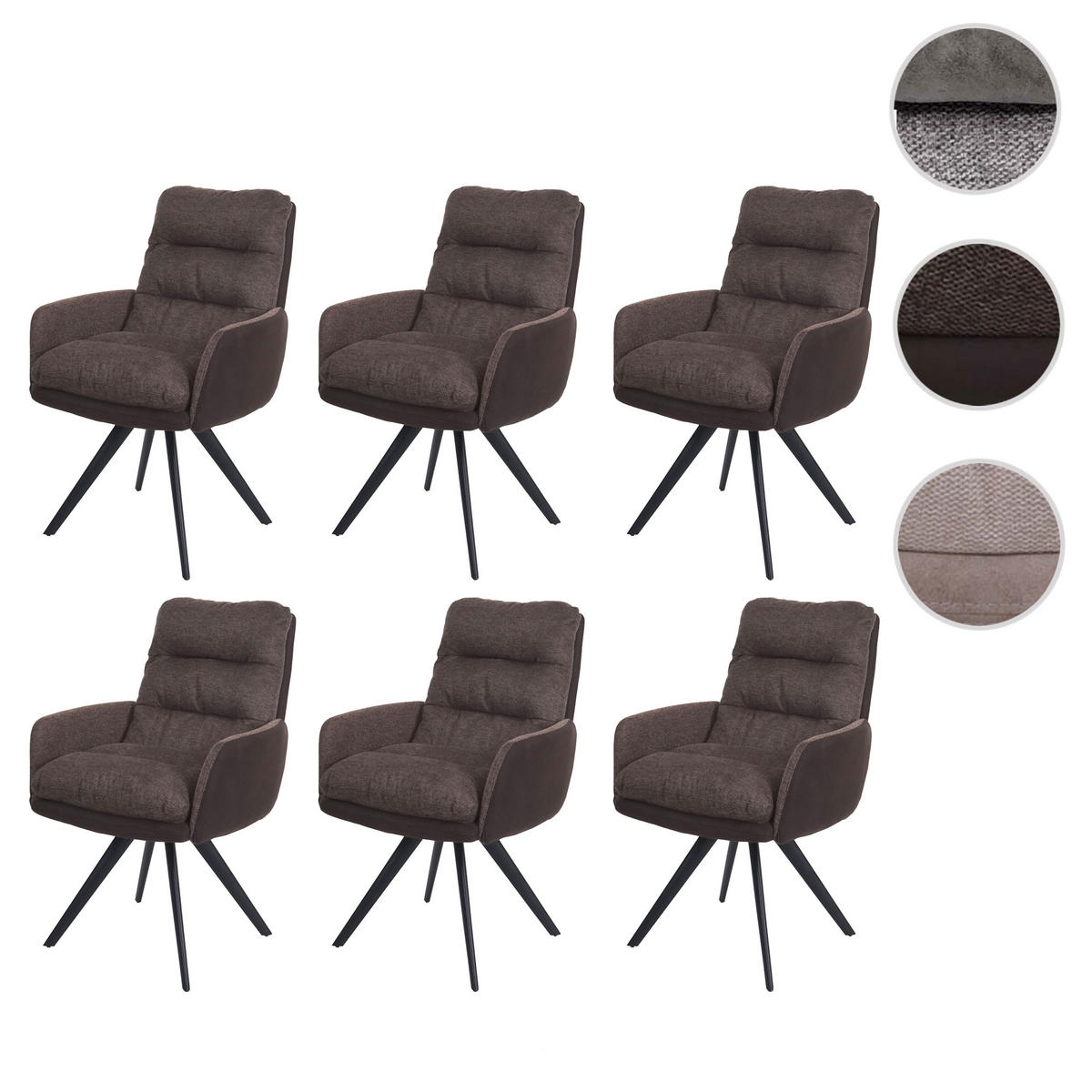 ESSZIMMERSTUHL Braun 6er-Set - Braun, Textil (59/93/68cm) - MCW