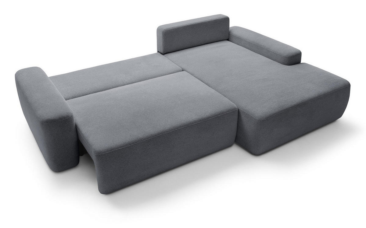 ECKCOUCH mit Schlaffunktion Orea M, 265 cm, Bettkasten, Rechts, Dunkelgrau - Dunkelgrau, Holz (162/264cm) - Emporius