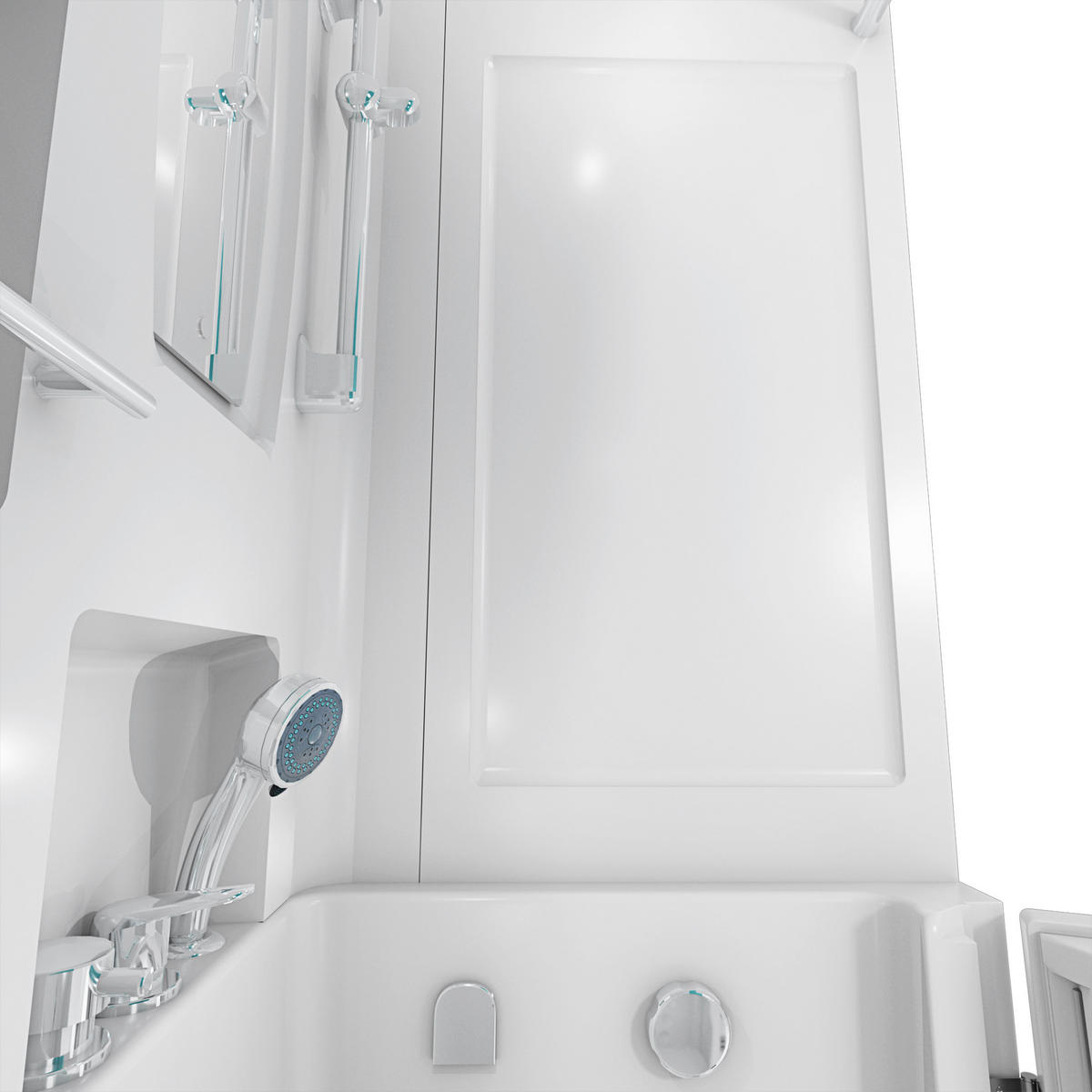 SENIORENDUSCHE Wanne mit Tür S02D-A-L 78x100x205cm - Weiß, Glas/Kunststoff (78/100/205cm) - AcquaVapore by Sandra Jentho