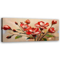 WANDBILD rot blühende blumenpflanzen - Rot, Textil (90/30cm) - Feeby