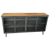 HOLZ-METALLSCHRANK mit Glas 160x36x80 cm - Schwarz, Holz (160/80/36cm) - Wanderlust