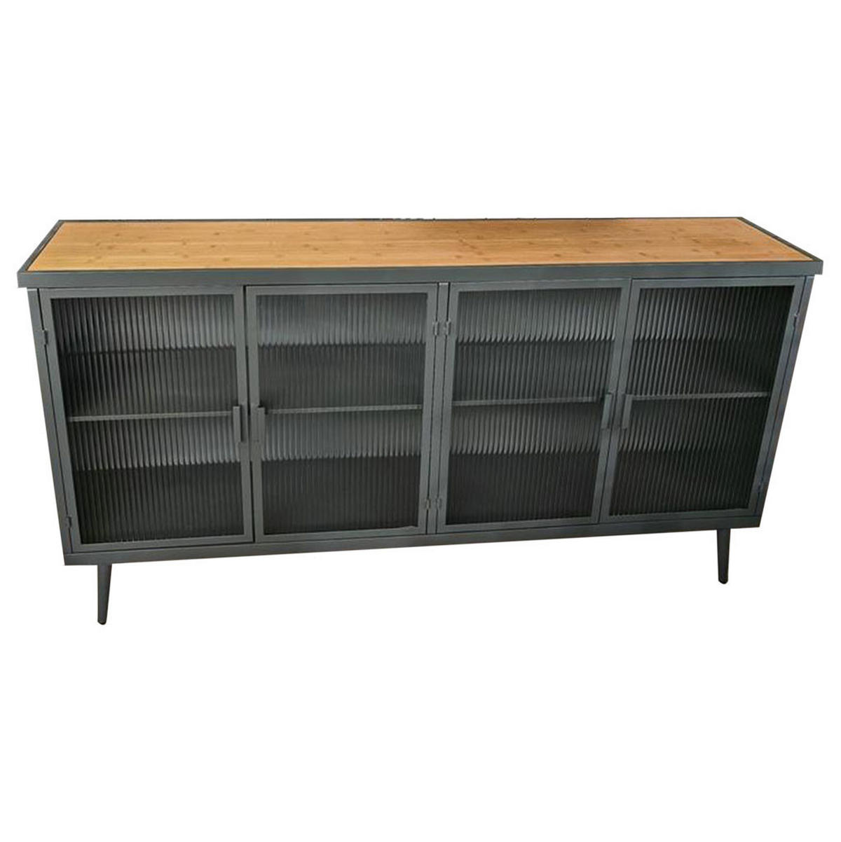HOLZ-METALLSCHRANK mit Glas 160x36x80 cm - Schwarz, Holz (160/80/36cm) - Wanderlust