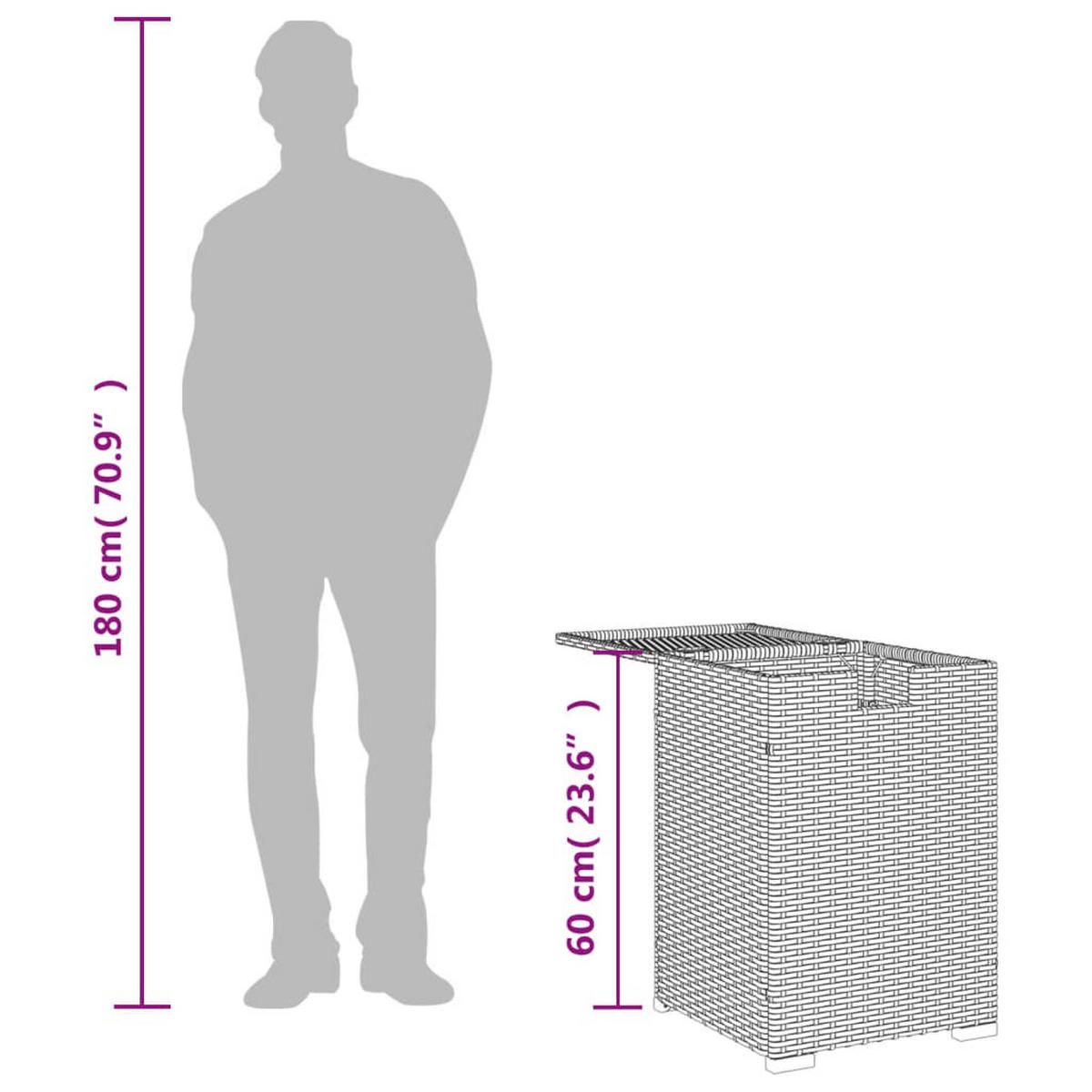 PROPAN-TANK-VERSTECKTISCH Schwarz 40/40/60 Cm Poly Rattan - Schwarz, Kunststoff (40/40/60cm) - vidaXL