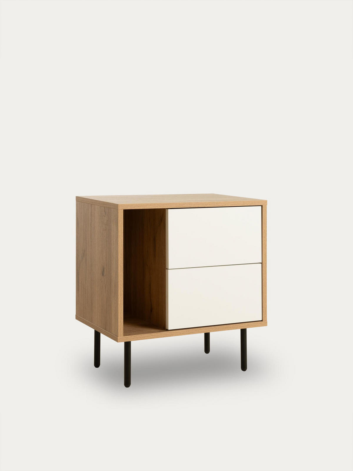 NACHTTISCH Zach Natur - Weiß 52 cm x 55 cm - Braun, Holzwerkstoff (52/55/35cm) - Kenay Home