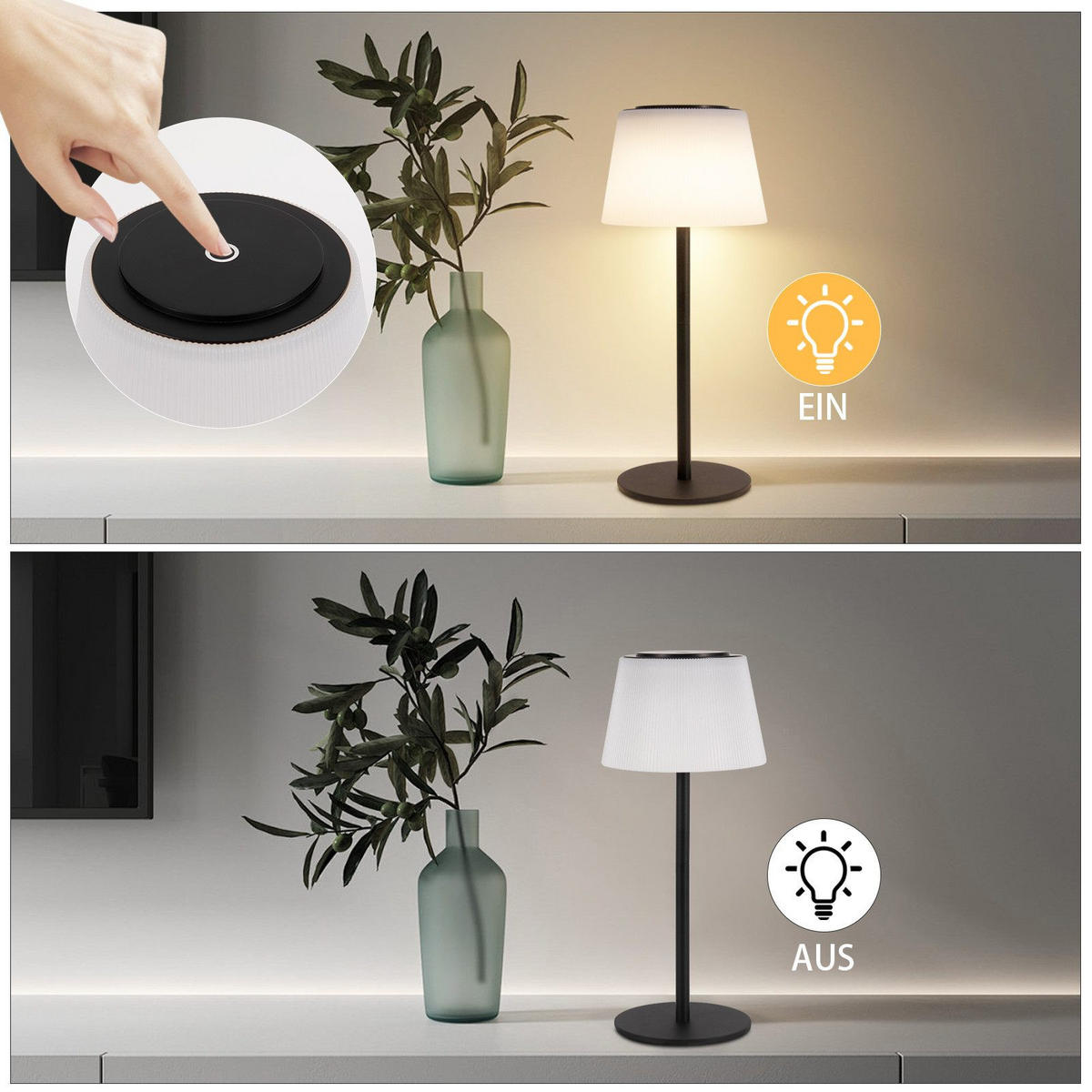 LED stolní lampa Abderhalden 13/13/30,5 cm - černá, plast (13/13/30.5cm) - Nettlife