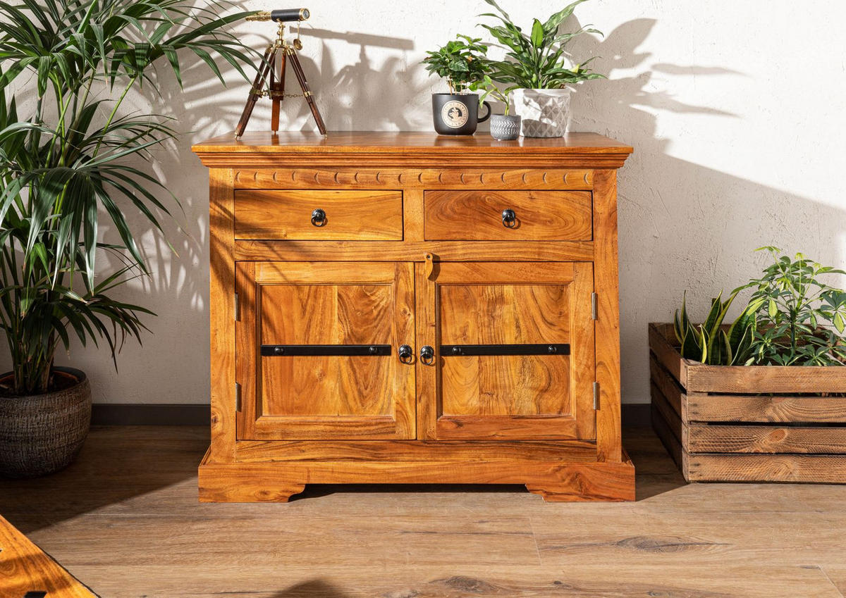 KOMMODE Akazie 107x50x88 honig lackiert OXFORD #0424 - Braun, Holz (107/88/50cm) - Massivmoebel24