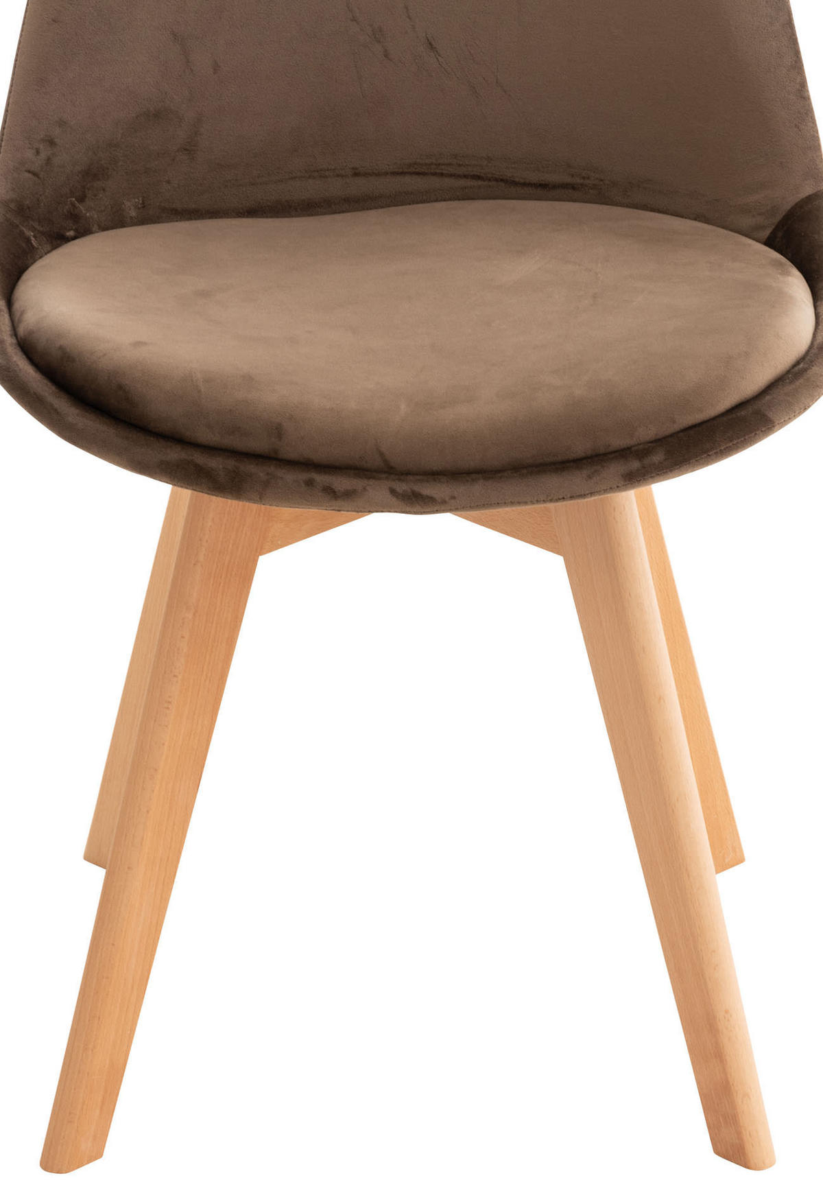 STUHL 4er Set Samt dunkelbraun - Eukalyptusholzfarben/Dunkelbraun, Holz/Textil (49/83/50cm) - CLP