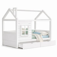 KINDERBETT 90/200 mit Rausfallschutz, 2 Bettkästen und Fenster in Weiß - Weiß, Holzwerkstoff (90/200cm) - EVRYAE
