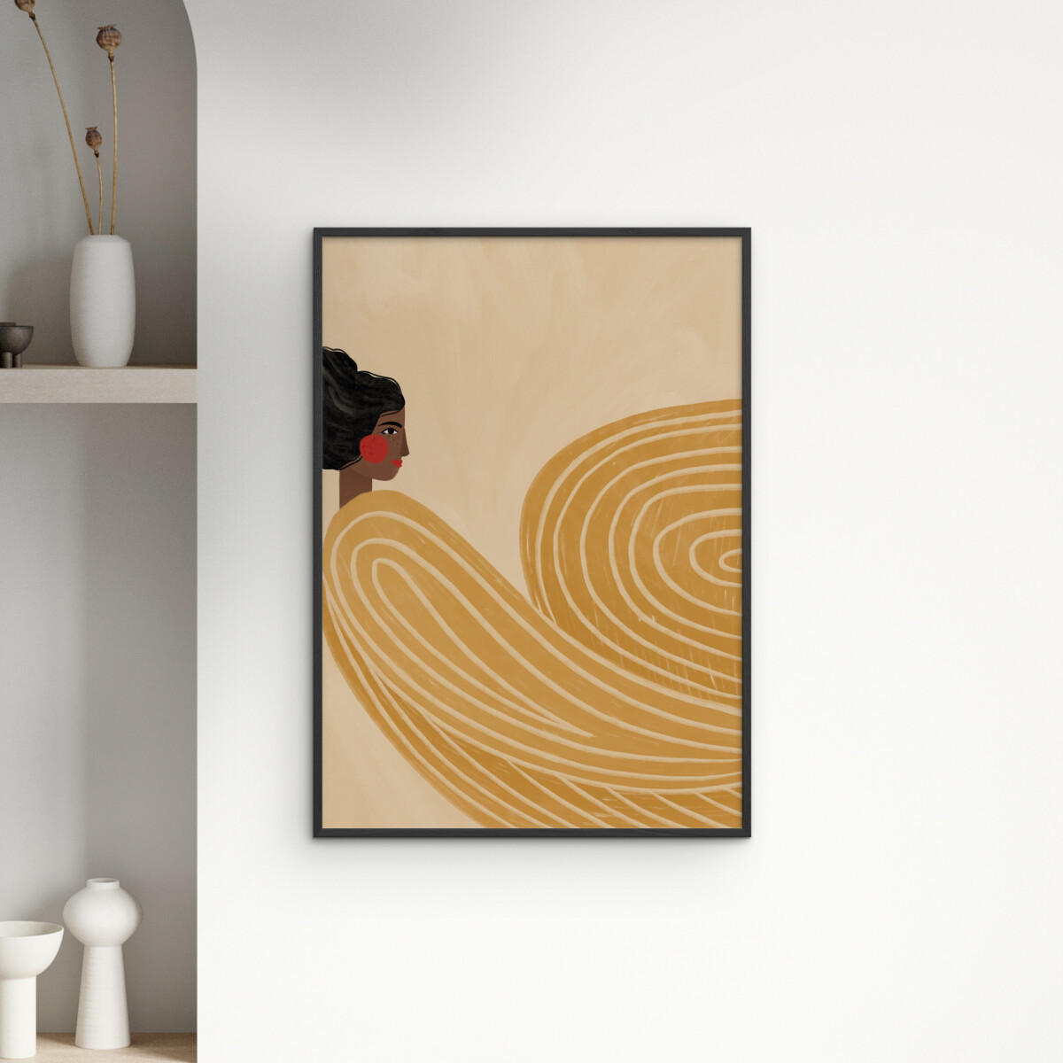 POSTER mit Rahmen Bea Muller - The Woman With the Yellow Stripes - Gelb/Schwarz, Holz/Papier (30/40cm) - Poster&Frame