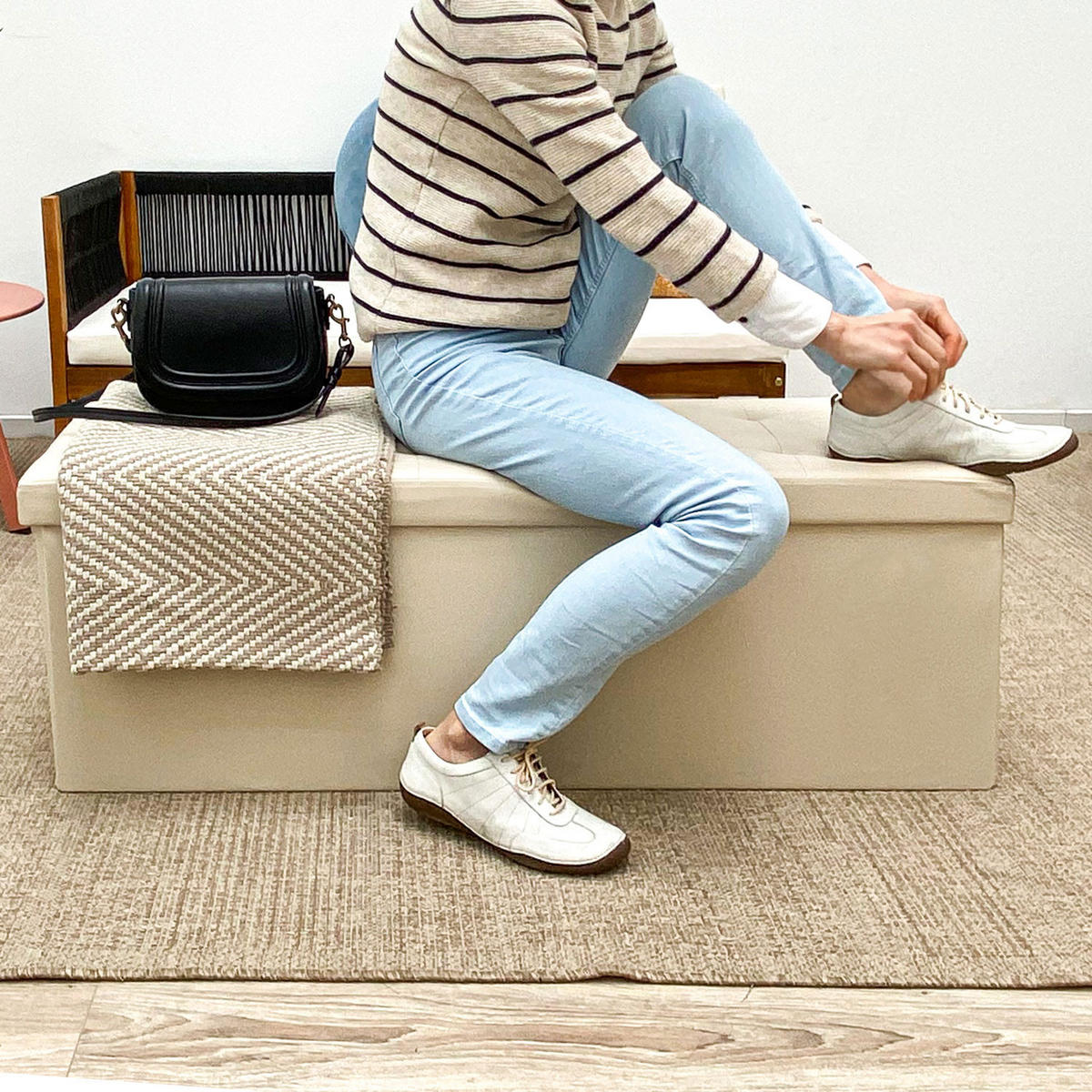 SITZBANK mit Stauraum, 110 cm, 120 Liter, Beige - Beige, Kunststoff (38/38/110cm) - Dunedesign