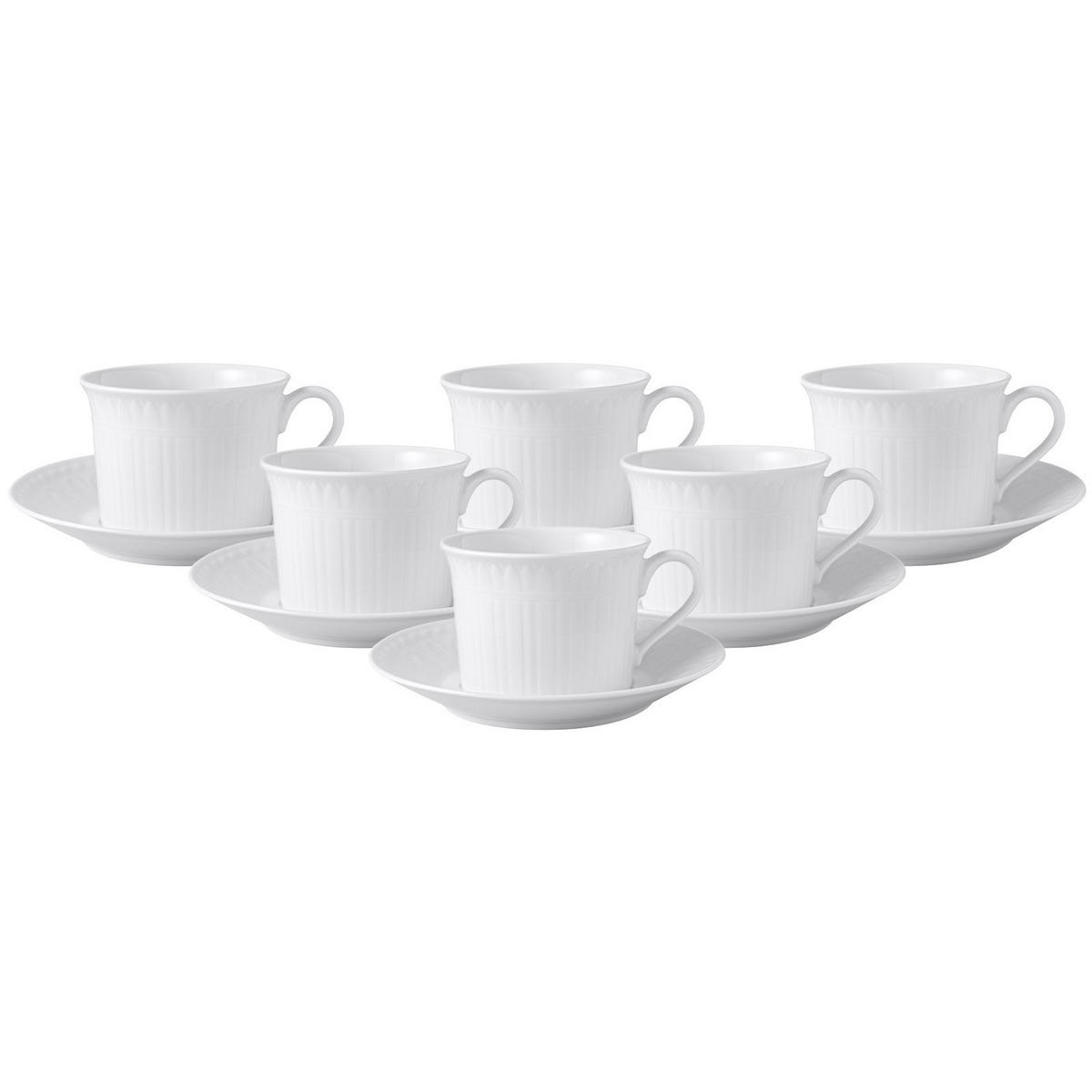 CAPPUCCINO TASSEN MIT UNTERTASSEN Cellini weiß 350 ml 6er Set - Weiß, Keramik (1/1/1cm) - Villeroy & Boch