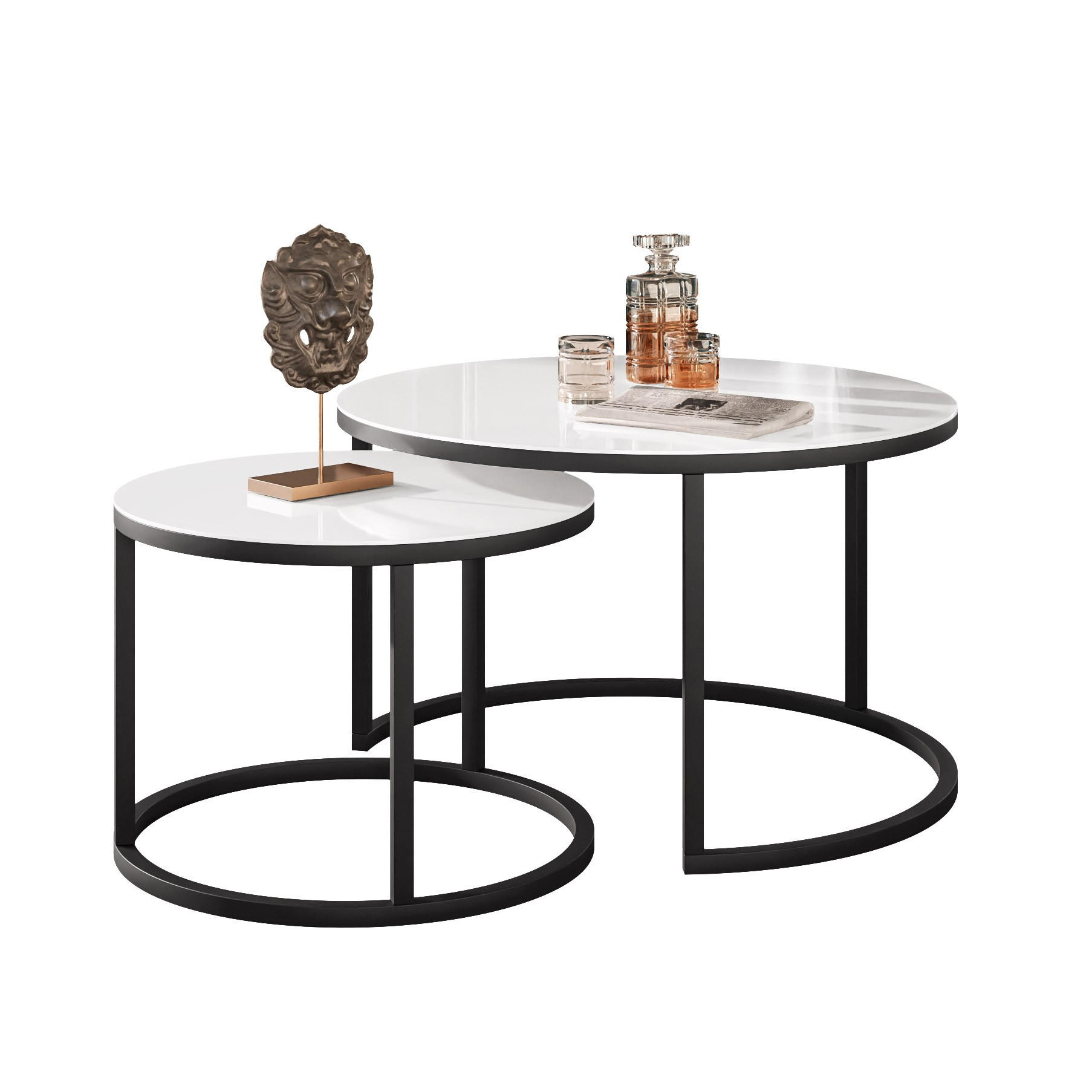 Lookway Couchtisch Schwarz, Weiß 70x47x70 cm