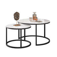 COUCHTISCH 2-in-1 CIRI GLASS mit schwarzer und weißer Struktur - Schwarz, Holzwerkstoff (70/70/47cm) - Lookway