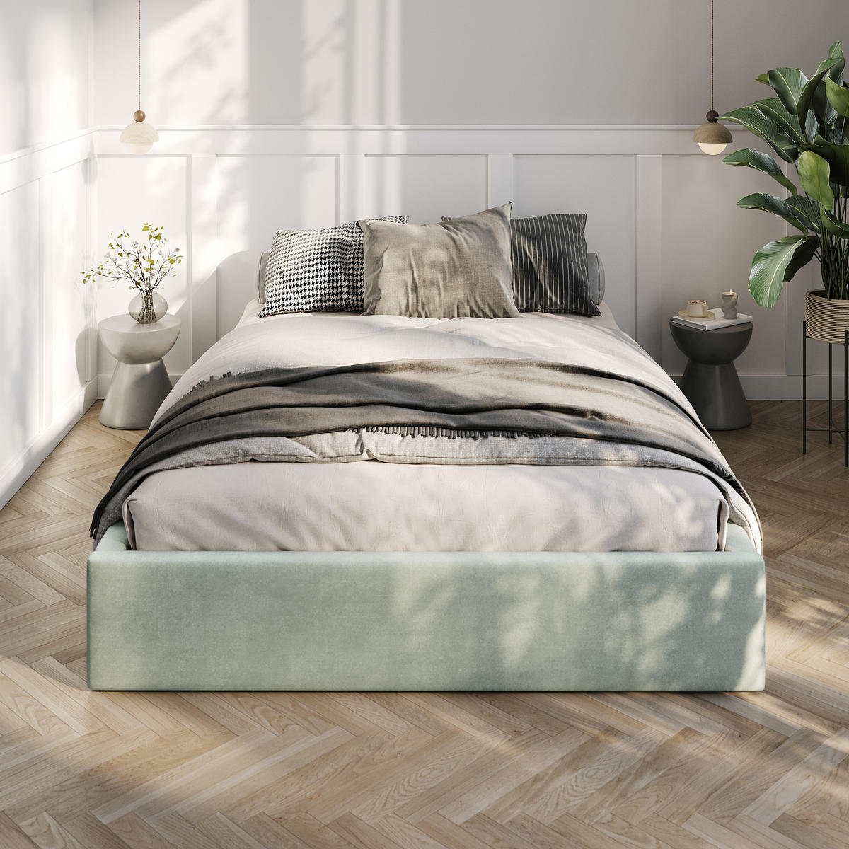 POLSTERBETT 140x200cm Bett mit Stauraum Lattenrost Mint - Mintgrün, Holz/Holzwerkstoff (140/200cm) - Muralo
