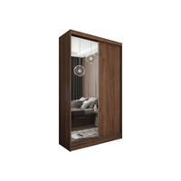 SCHWEBETÜRENSCHRANK PATRIZIA 120/216/61 cm Modern Kleiderschrank 2-türig mit Spiegel Nussbaumfarben - Nussbaumfarben, Holzwerkstoff (120/216/61cm) - MASSENO