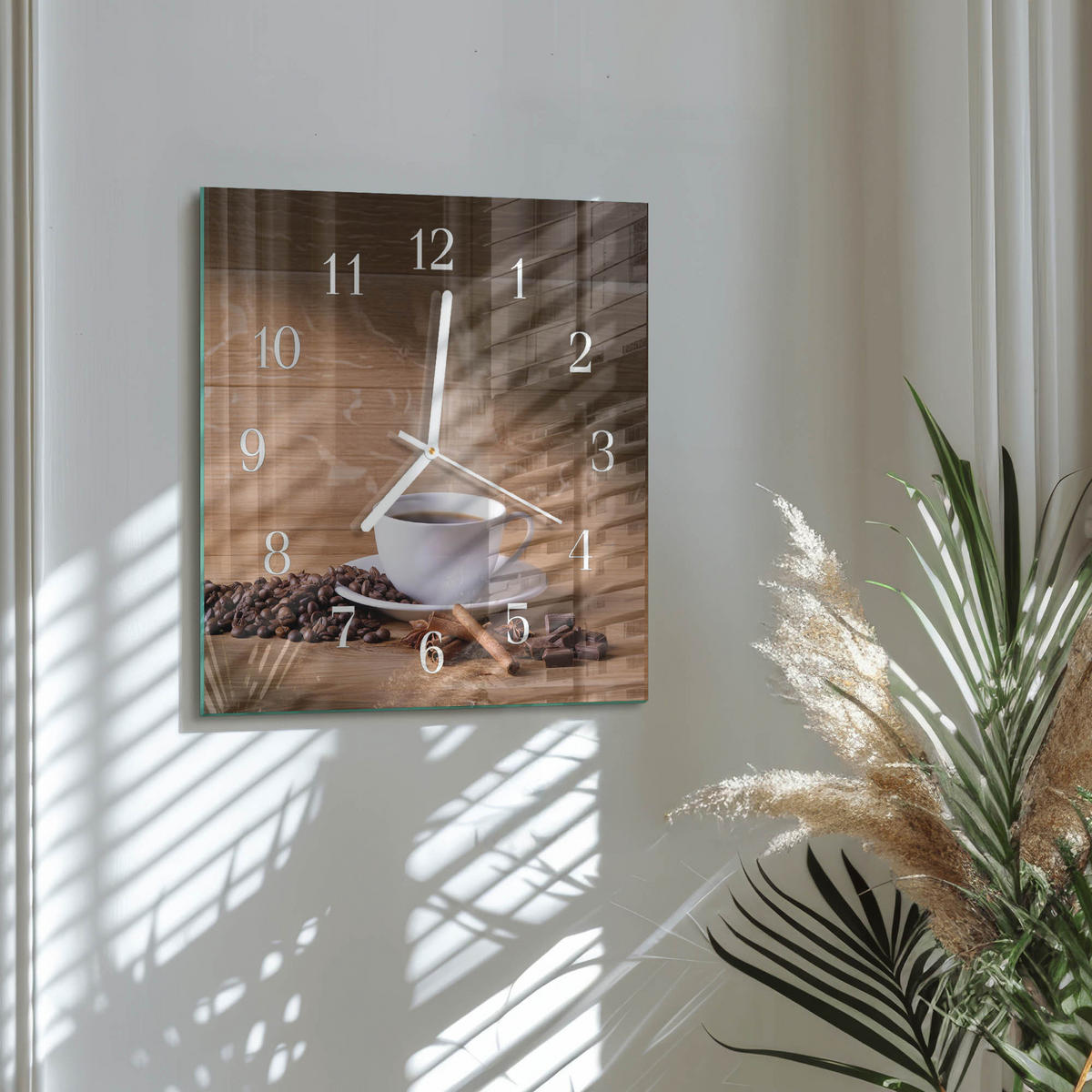 WANDUHR 30x30 cm - Kaffee - Braun, Glas (30/30/0.4cm) - TULUP