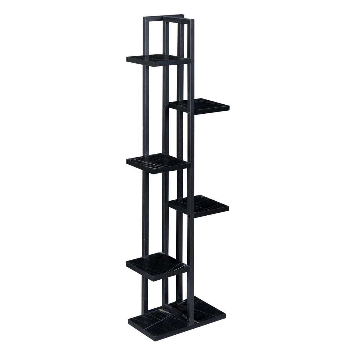 PFLANZENREGAL Tohmajärvi - Schwarz Hochglanz, Holzwerkstoff/Metall (34/120/21cm) - [en.casa]
