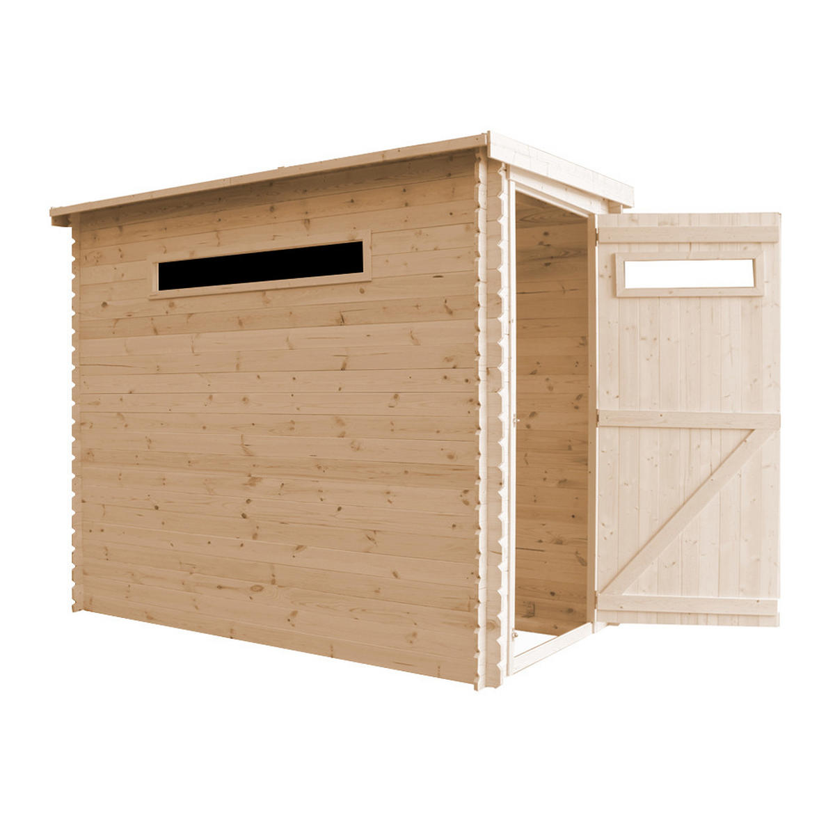 GERÄTEHAUS mit imprägniertem Boden - B144xL239xH198 cm/ 2.63 m2 - M306A+M306G - Beige, Holz (144/204/239cm) - Timbela